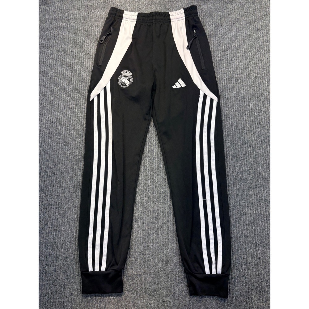 Adidas Real Madrid Kids Soccer Training Pants Black White Joggers Size M 152